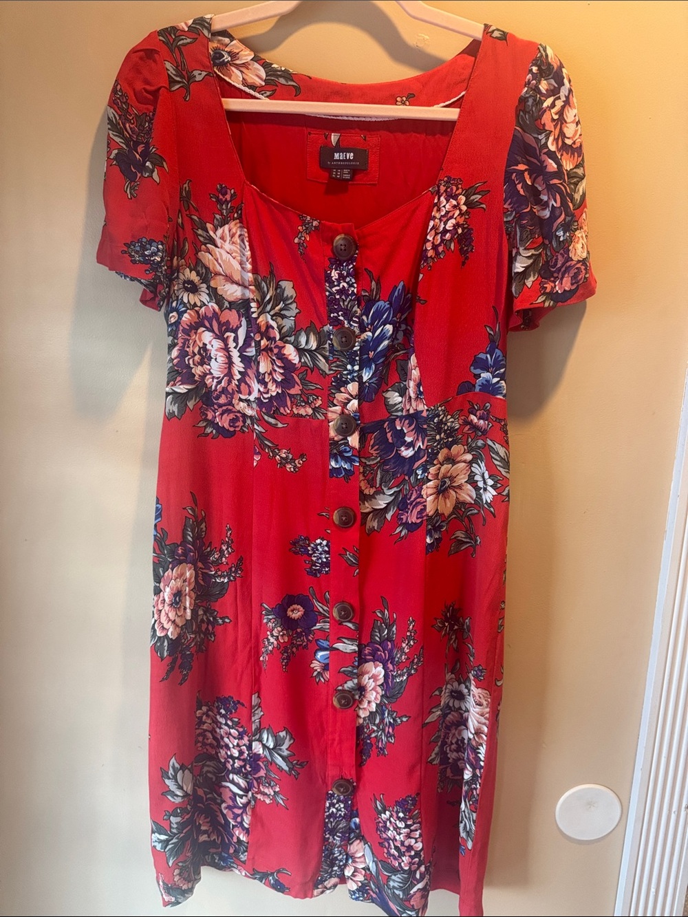 Maeve "Caldwell" Floral Button-Front Dress by Anthropologie